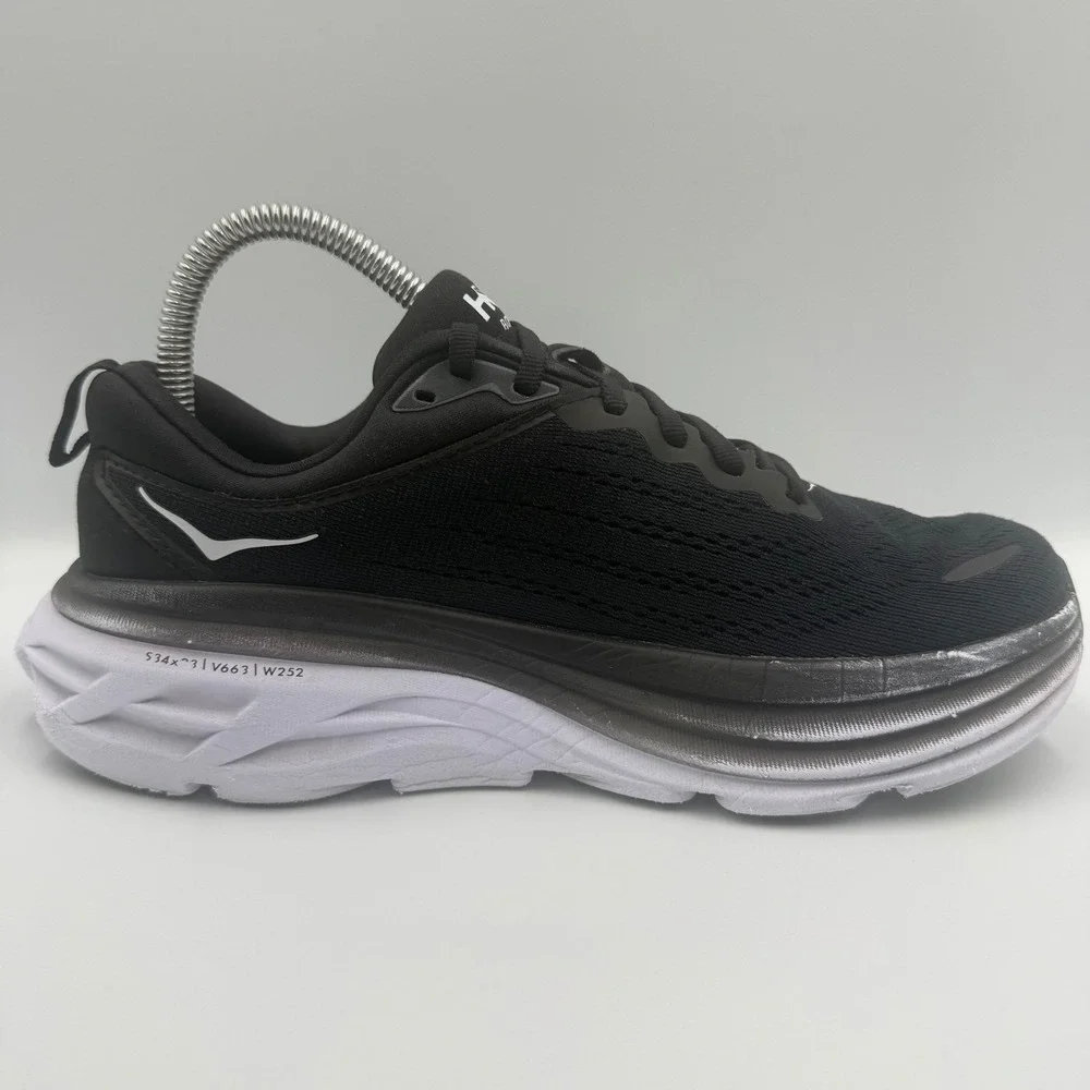 Hoka‎ One One Bondi 8 Black White Running Shoes Women's Size 7.5 D Wide Sneakers